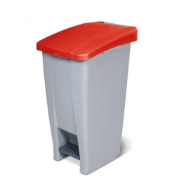 Tret-Abfallbehälter mit Rollen, PP,  BxTxH 380x490x700 mm, 60 Liter, grau/rot