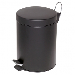 Tret-Abfalleimer, Inhalt 5 Liter, schwarz, HxØ 285x205 mm, Deckelöffnung mit Pedalmechanik