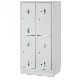 Stahl-Fächerschrank mit Sockel und Zylinderschloss, 4 Fächer, BxTxH  810x500x1800 mm Stahl-Fächerschrank mit Sockel und Zylinderschloss, 4 Fächer, BxTxH  810x500x1800 mm