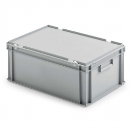 Euro-Deckelbehälter aus PP, LxBxH 600x400x230 mm, grau