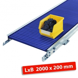 Klein-Rollenbahn, LxB 2000x240 mm, Bahnbreite: 200 mm, Achsabstand: 50 mm, Tragrollen Ø 20x1,5 mm