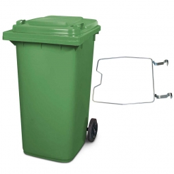 Müllbehälter, 240 Liter, grün, mit Klemmring