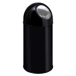 Push-Abfallbehälter mit Innenbehälter, schwarz, Inhalt 30 Liter, HxØ 540x310 mm, Stahlblech