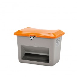 Streugut-Behälter, Volumen 200 L, grau/orange, BxTxH 890x600x640 mm, glasfaserverstärkter Kunststoff (GFK)