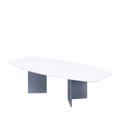 Konferenztisch mit Holzfußgestell, silber, Platte weiß, BxTxH 2800x1300/780x740 mm