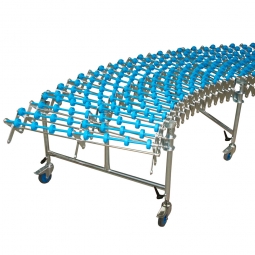 Scheren-Röllchenbahn, LxB 2200/7900x600 mm, Kunststoff-Röllchen Ø 48 mm