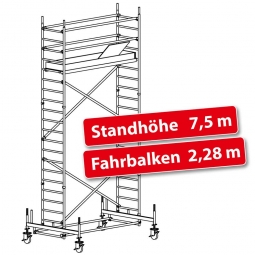 Fahrgerüst Plettac Alu Star 80 mit Fahrbalken, Arbeitshöhe 9,5 m, Gerüsthöhe 8,75 m, Standhöhe 7,5 m