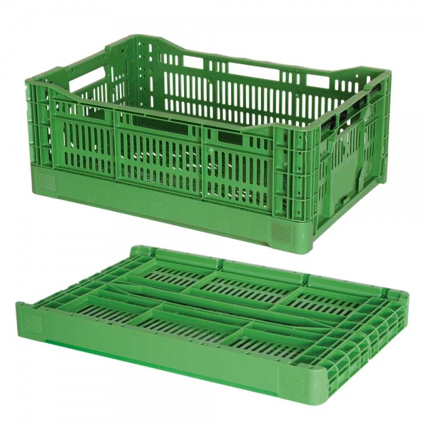 Klappbare Gemüsekiste, 47 Liter, LxBxH 600 x 400 x 240 mm, grün | Obst