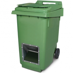 Streugutbehälter mit Entnahmeöffnung, grün, 360 Liter, BxTxH 600x875x1100 mm