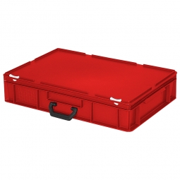 Euro-Koffer, LxBxH 600x400x130 mm, rot, mit 1 Tragegriff auf einer Längsseite