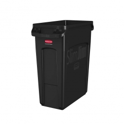 Abfallbehälter "Slim Jim" mit Lüftungskanälen, 60 Liter, schwarz