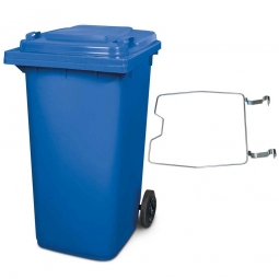Müllbehälter, 240 Liter, blau, mit Klemmring