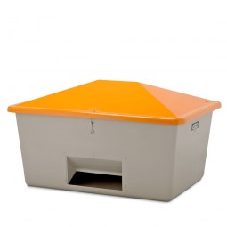 Streugut-Behälter, Volumen 1500 L, grau/orange, BxTxH 1840x1430x1040 mm,glasfaserverstärkter Kunstst. (GFK)
