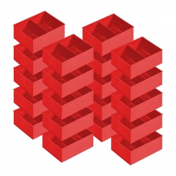 20x Einsatzkasten für Stapelbehälter, mit Trennwand, LxBxH 170x137x65 mm, Polystyrol (PS) rot