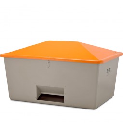 Streugut-Behälter, Volumen 2200 L, grau/orange, BxTxH 2130x1520x1240 mm, glasfaserverstärkter Kunstst. (GFK)