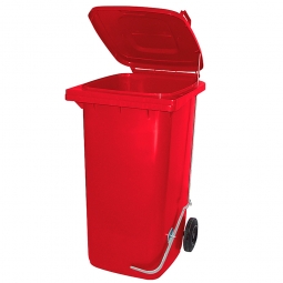 Müllbehälter 240 Liter, rot, mit Fußpedal, BxTxH 580x730x1075 mm, Niederdruck-Polyethylen (PE-HD)
