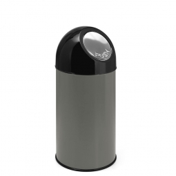 Push-Abfallbehälter mit Innenbehälter, grau, Inhalt 40 Liter, HxØ 670x310 mm, Stahlblech