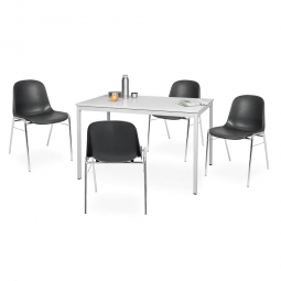 5-teiliges Tischgruppe-Komplettangebot, bestehend aus: 4 Schalenstühlen und 1 Tisch, BxTxH 1200x800x750 mm, lichtgrau/schwarz