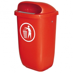 Abfallbehälter nach DIN 30713, 50 Liter, rot, BxTxH 430x330x745 mm, Polyethylen-Kunststoff (PE-HD)