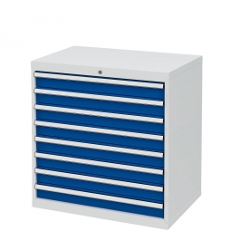 System-Schubladenschrank mit 8 Schubladen, BxTxH 900x575x920 mm, lichtgrau/enzianblau
