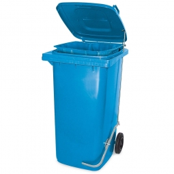 Müllbehälter, 120 Liter, blau, mit Fußpedal und Klemmring, BxTxH 480x550x930 mm, Niederdruck-Polyethylen (PE-HD)