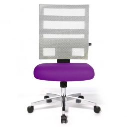 Drehsessel X-Pander, Sitz violett, Netzrücken weiß, Sitz BxTxH 480x480x410-530 mm, Rückenlehnenhöhe 600 mm, belastbar bis 110 kg