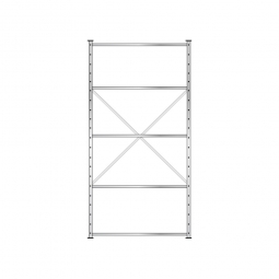 Fachbodenregal Flex mit 5 Fachböden, Stecksystem, glanzverzinkt, BxTxH 1270x315x2500 mm, Tragkraft 175 kg/Boden