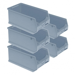 5x Sichtbox PROFI LB 2, grau, Inhalt 21,8 Liter, LxBxH 500x300x200 mm, innen 425x270x190 mm