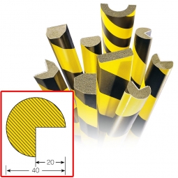 Kantenschutz Kreis, selbstklebend, Profil 40x40 mm, Länge: 1000 mm, Farbe gelb/schwarz