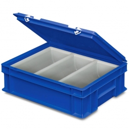 Besteckkasten mit Besteckeinsatz (3 Mulden), LxBxH 400x300x130 mm, blau