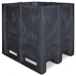 Elefantenbox / XXL-Box mit 3 Kufen, LxBxH 1300x1150x1250 mm, anthrazit, Inhalt 1400 L, Wände und Boden geschlossen