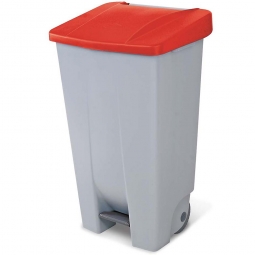 Tret-Abfallbehälter mit Rollen, PP, BxTxH 510x430x880 mm, 120 Liter, grau/rot
