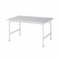 Arbeitstisch mit Melaminharz-Tischplatte, BxTxH 1500x1000x800-850 mm, Gestell lichtgrau RAL 7035