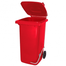 Müllbehälter, 80 Liter, rot, mit Fußpedal, Polyethylen-Kunststoff (PE-HD), BxTxH 445x520x930 mm