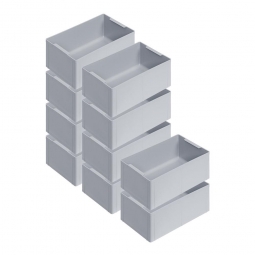 10x Einsatzkasten für Stapelbehälter 600x400 mm, LxBxH 274x174x110 mm, Farbe grau