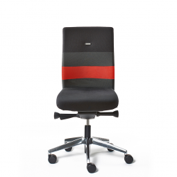 Bürodrehstuhl „Agilis AG10“, Polster schwarz mit rotem Kontraststreifen, belastbar bis 120 kg