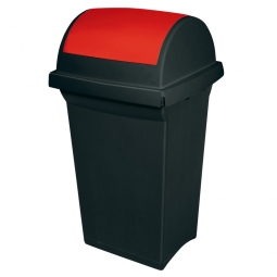 Schwingdeckel-Abfallbehälter rot/anthrazit, BxTxH 430x390x760 mm, 50 Liter, Polypropylen-Kunststoff