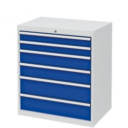 System-Schubladenschrank mit 6 Schubladen, BxTxH 900x575x1020 mm, lichtgrau/enzianblau