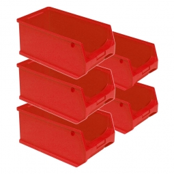 5x Sichtbox PROFI LB 2, rot, Inhalt 21,8 Liter, LxBxH 500x300x200 mm, innen 425x270x190 mm