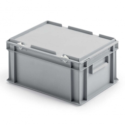 Euro-Deckelbehälter aus PP, LxBxH 400x300x185 mm, grau
