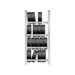 Reifenregal mit 4 Reifenebenen, verzinkt, Stecksystem, BxTxH 1130x425x2500 mm