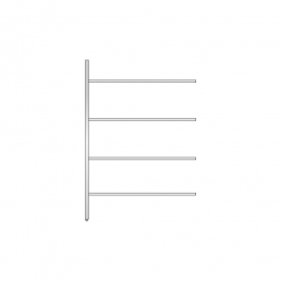 Aluminium-Anbauregal mit 4 Gitterböden, Stecksystem, BxTxH 1375x500x2000 mm, Nutztiefe 480 mm