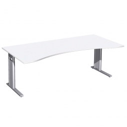 Schreibtisch PREMIUM höhenverstellbar, Weiß/Silber, BxTxH 2000x800/1000x680-820 mm