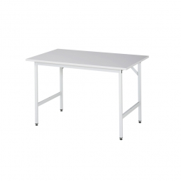 Arbeitstisch mit Melaminharz-Tischplatte, BxTxH 1250x800x800-850 mm, Gestell lichtgrau RAL 7035