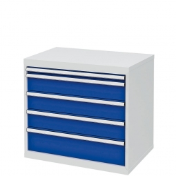 System-Schubladenschrank mit 5 Schubladen, BxTxH 900x575x820 mm, lichtgrau/enzianblau