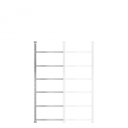 Ordner-Anbauregal, Schraubsystem, glanzverzinkt, 6 Böden, BxTxH 750x600x2200 mm