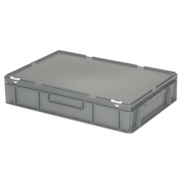 Euro-Aufbewahrungsbox mit Deckel, LxBxH 600x400x130 mm, 23 Liter, grau