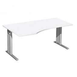 Schreibtisch PREMIUM höhenverstellbar, links, Weiß/Silber, BxTxH 1600x800/1000x680-820 mm