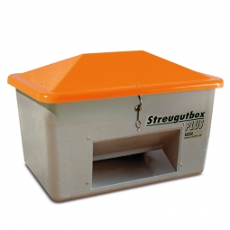 Streugut-Behälter, BxTxH 1630x1210x1010 mm, glasfaserverstärkter Kunststoff (GFK), 1100 Liter, grau/orange