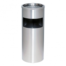 Abfallbehälter mit Ascher aus Edelstahl, ØxH 250x610 mm, 40 Liter